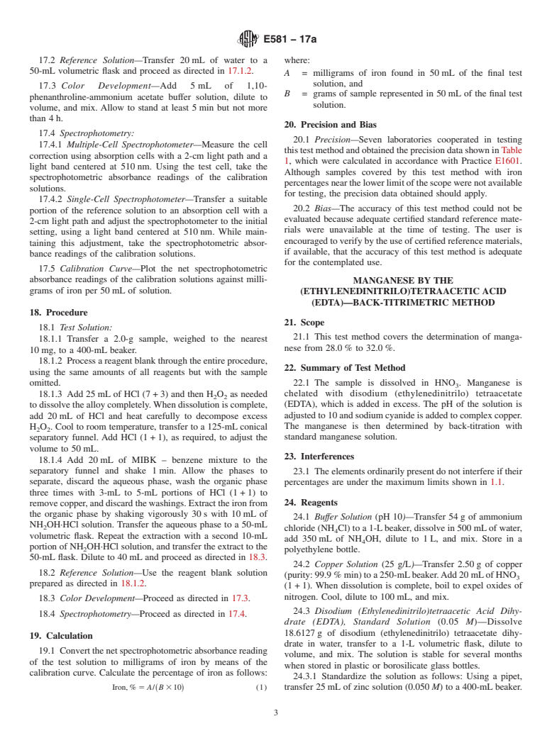 ASTM E581-17a - Standard Test Methods for  Chemical Analysis of Manganese-Copper Alloys