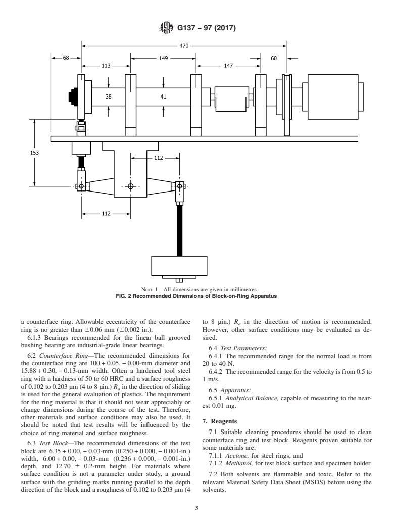 ASTM G137-97(2017) - Standard Test Method for Ranking Resistance of Plastic Materials to Sliding Wear Using  a Block-On-Ring Configuration