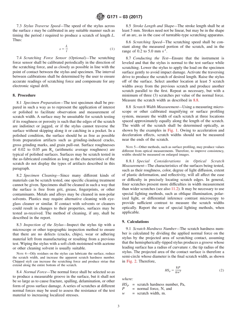 ASTM G171-03(2017) - Standard Test Method for  Scratch Hardness of Materials Using a Diamond Stylus