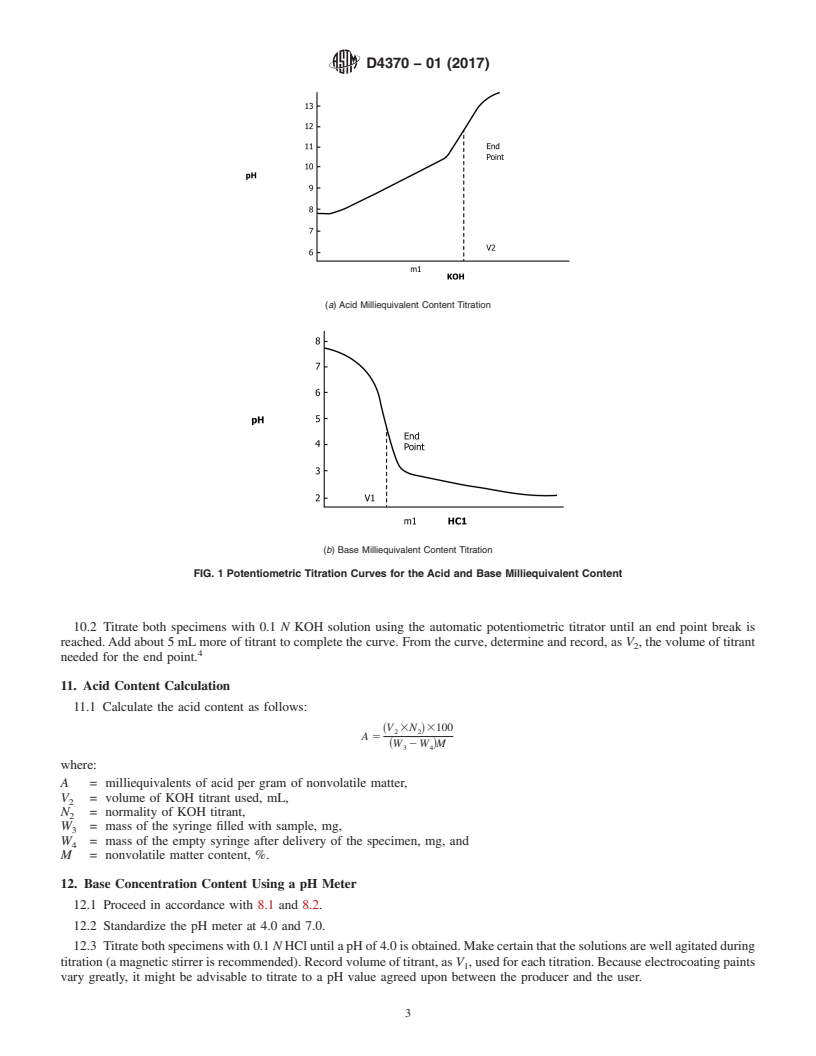 REDLINE ASTM D4370-01(2017) - Standard Test Methods for Acid and Base Milliequivalent Content of Electrocoat Bath