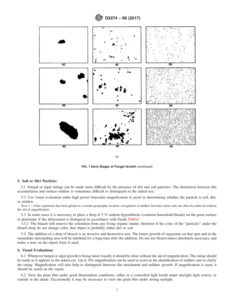 REDLINE ASTM D3274-09(2017) - Standard Test Method for Evaluating Degree of Surface Disfigurement of Paint Films by   Fungal  or Algal Growth, or Soil and Dirt Accumulation