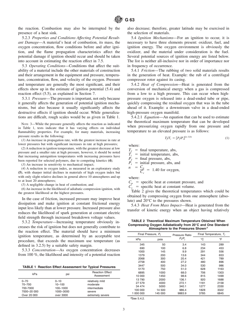 ASTM G63-99 - Standard Guide for Evaluating Nonmetallic Materials for Oxygen Service