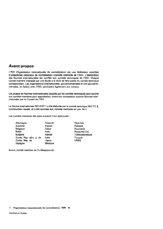 ISO 4127-1:1979 ISO 4127-1:1979 - Construction navale -- Navigation intérieure -- Chaumards - Page 2 preview