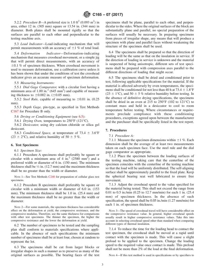 ASTM C165-07(2017) - Standard Test Method for Measuring Compressive Properties of Thermal Insulations