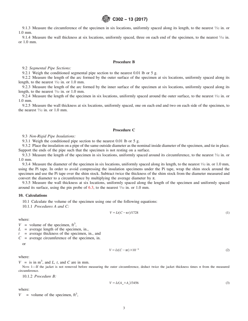 REDLINE ASTM C302-13(2017) - Standard Test Method for  Density and Dimensions of Preformed Pipe-Covering-Type Thermal  Insulation