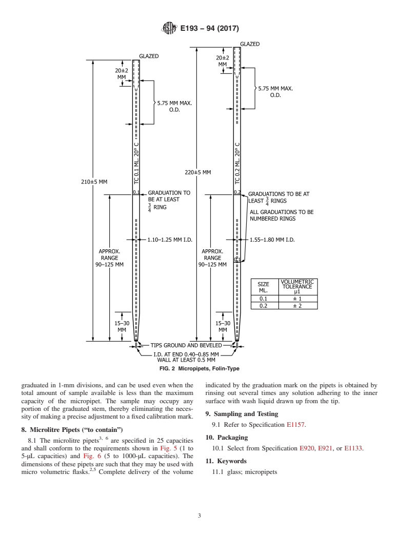 ASTM E193-94(2017) - Standard Specification for  Laboratory Glass Micropipets (Withdrawn 2024)