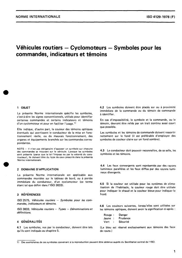 ISO 4129:1978 - Road vehicles -- Mopeds -- Symbols for controls, indicators and tell-tales