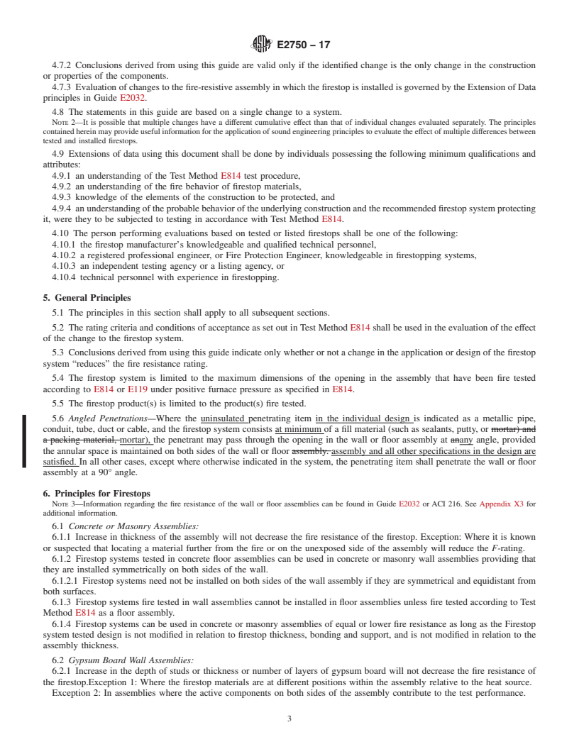 REDLINE ASTM E2750-17 - Standard Guide for  Extension of Data from Penetration Firestop System Tests Conducted  in Accordance with ASTM E814