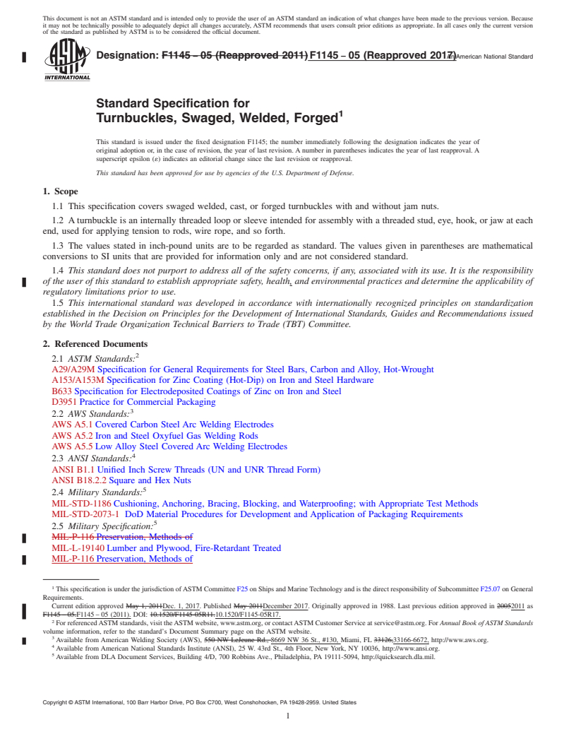 ASTM F1145-05(2017) - Standard Specification for Turnbuckles, Swaged ...