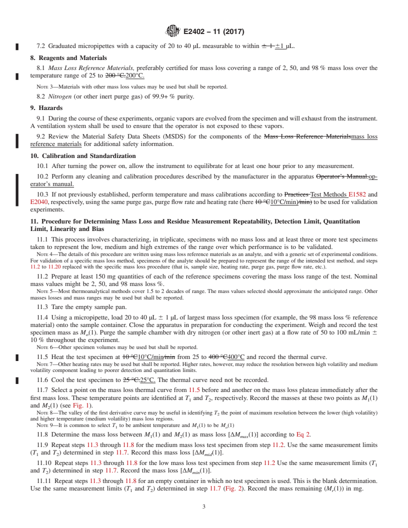 REDLINE ASTM E2402-11(2017) - Standard Test Method for Mass Loss and Residue Measurement Validation of Thermogravimetric  Analyzers