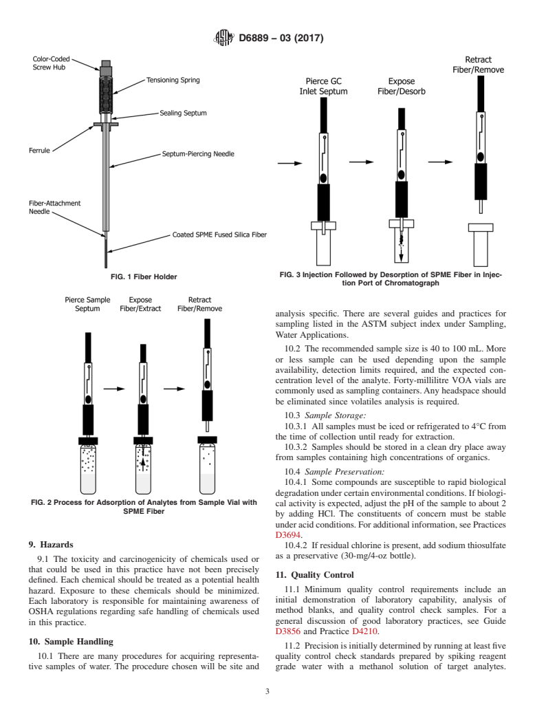 ASTM D6889-03(2017) - Standard Practice for  Fast Screening for Volatile Organic Compounds in Water Using  Solid Phase Microextraction (SPME)