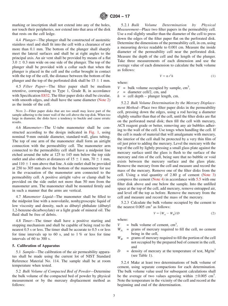 ASTM C204-17 - Standard Test Methods for  Fineness of Hydraulic Cement by Air-Permeability Apparatus