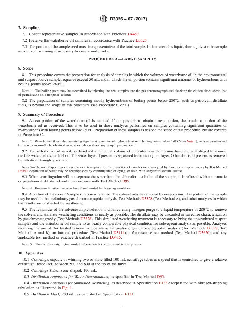 REDLINE ASTM D3326-07(2017) - Standard Practice for  Preparation of Samples for Identification of Waterborne Oils