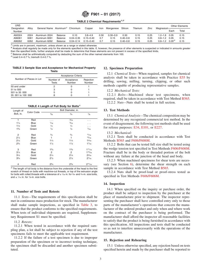 ASTM F901-01(2017) - Standard Specification for  Aluminum Transmission Tower Bolts and Nuts