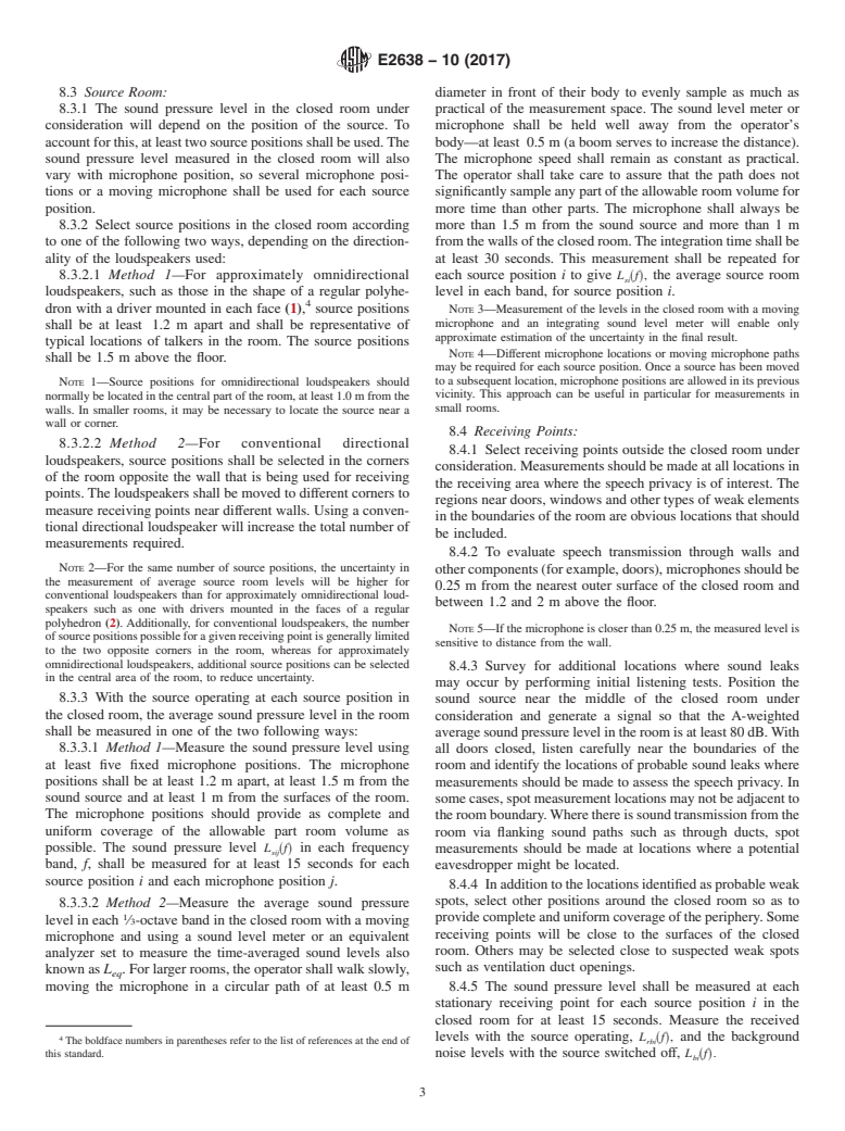 ASTM E2638-10(2017) - Standard Test Method for  Objective Measurement of the Speech Privacy Provided by a Closed  Room