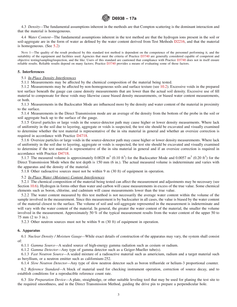 REDLINE ASTM D6938-17a - Standard Test Methods for In-Place Density and Water Content of Soil and Soil-Aggregate  by Nuclear Methods (Shallow Depth)