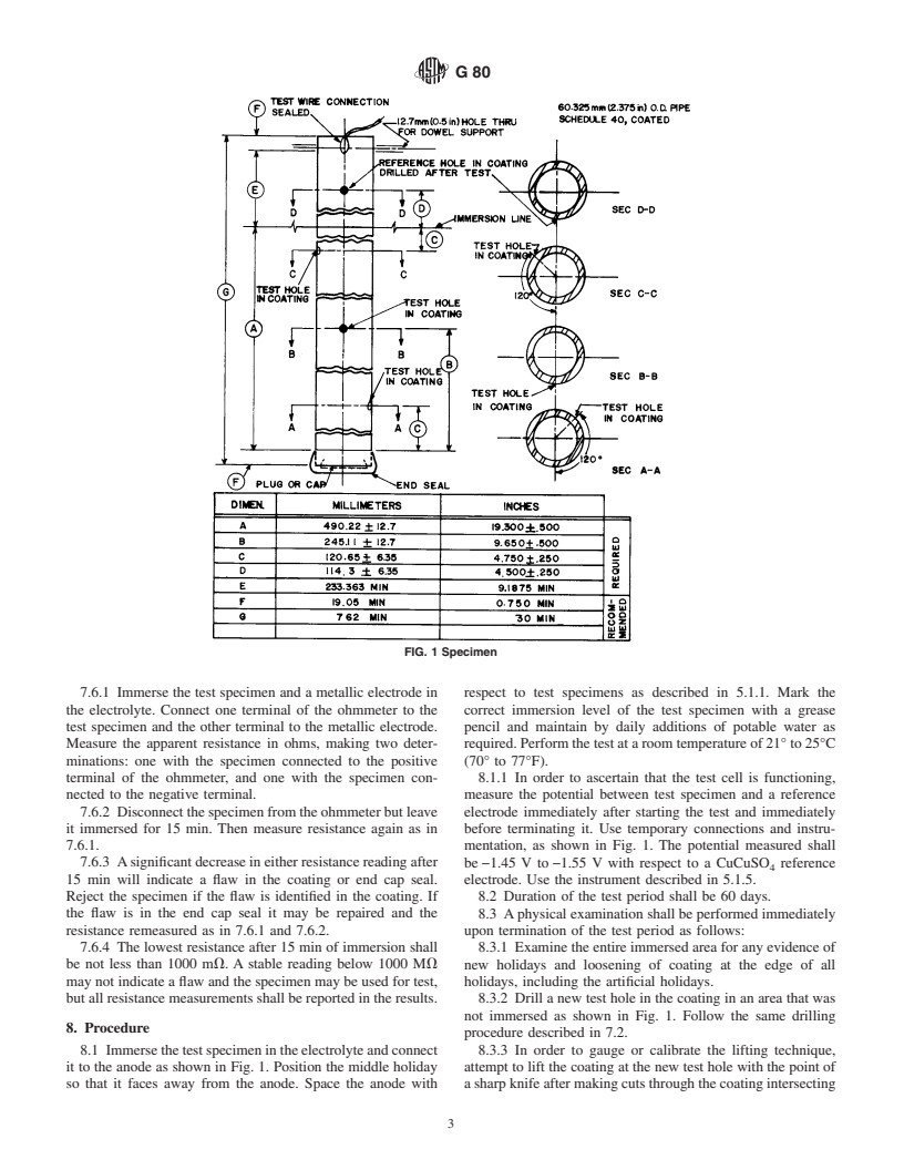 ASTM G80-88(1998) - Standard Test Method for Specific Cathodic Disbonding of Pipeline Coatings (Withdrawn 2007)