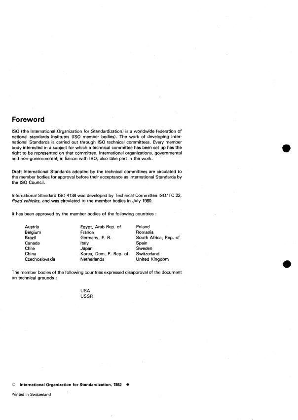 ISO 4138:1982 ISO 4138:1982 - Road vehicles -- Steady-state circular test procedure - Page 2 preview