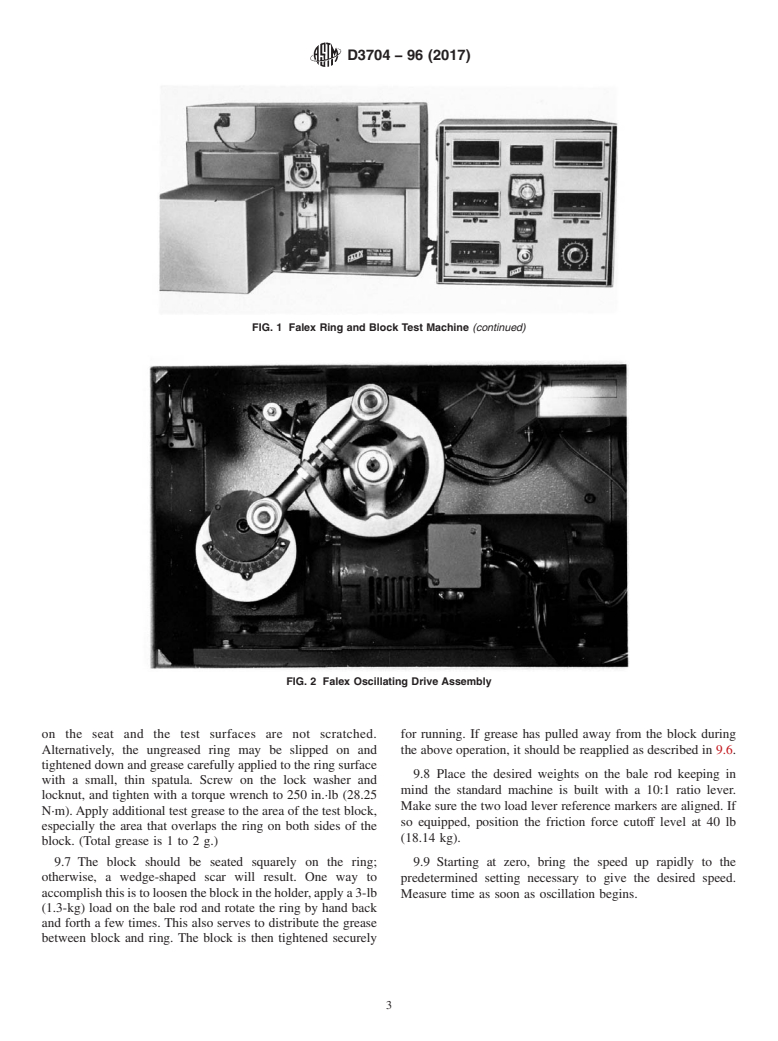 ASTM D3704-96(2017) - Standard Test Method for  Wear Preventive Properties of Lubricating Greases Using the   (Falex) Block on Ring Test Machine in Oscillating Motion