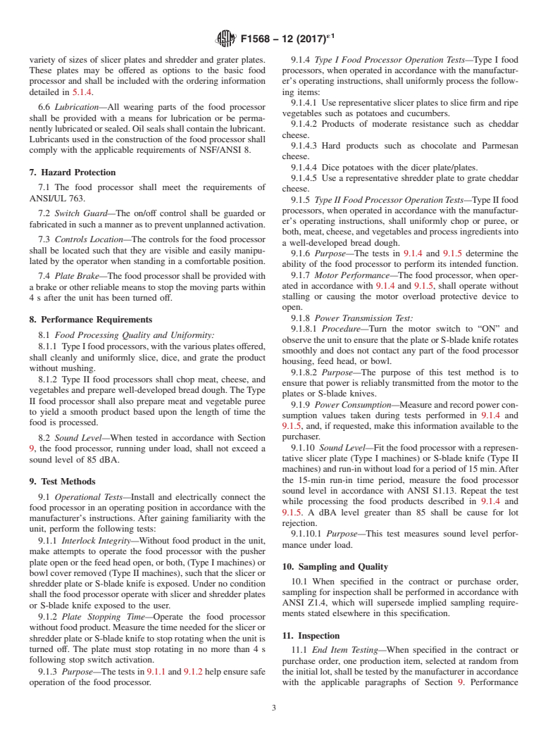 ASTM F1568-12(2017)e1 - Standard Specification for Food Processors, Electric