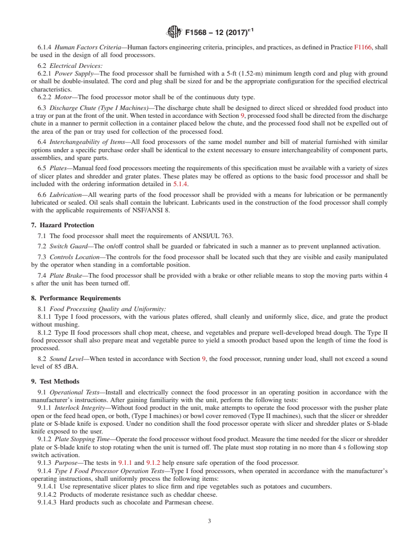 REDLINE ASTM F1568-12(2017)e1 - Standard Specification for Food Processors, Electric
