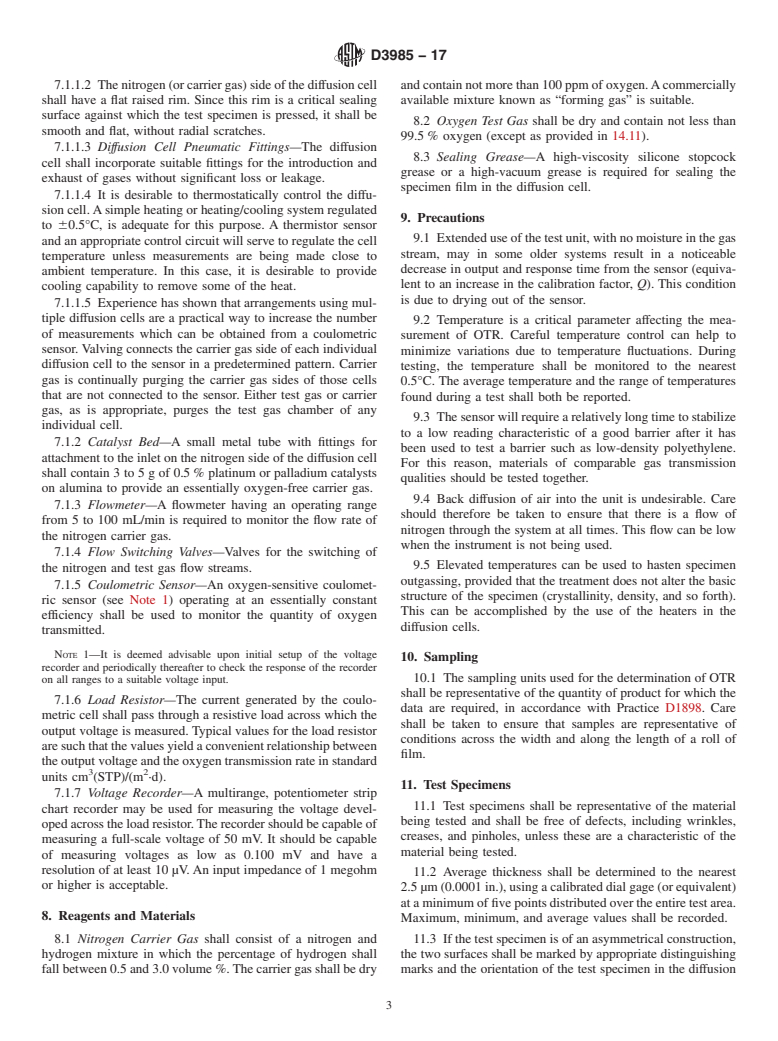 ASTM D Standard Test Method For Oxygen Gas Transmission Rate Through Plastic Film And