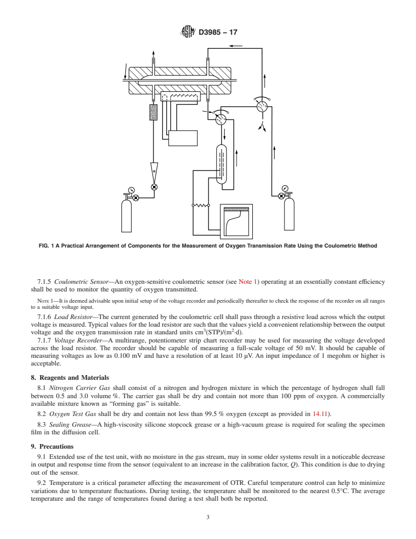 REDLINE ASTM D3985-17 - Standard Test Method for Oxygen Gas Transmission Rate Through Plastic Film and Sheeting   Using a Coulometric Sensor