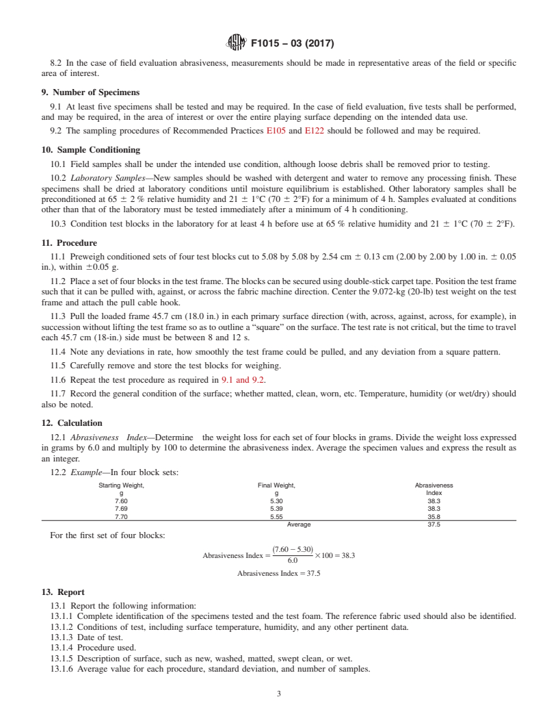 REDLINE ASTM F1015-03(2017) - Standard Test Method for  Relative Abrasiveness of Synthetic Turf Playing Surfaces