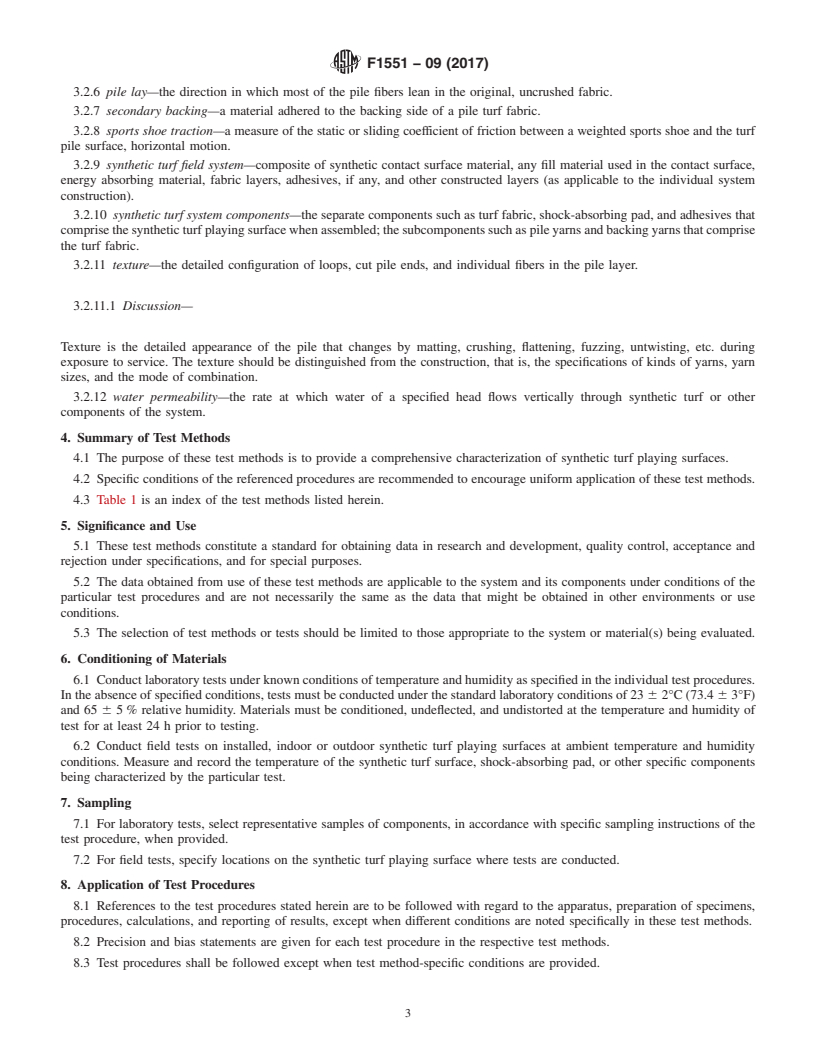 REDLINE ASTM F1551-09(2017) - Standard Test Methods for  Comprehensive Characterization of Synthetic Turf Playing Surfaces  and Materials