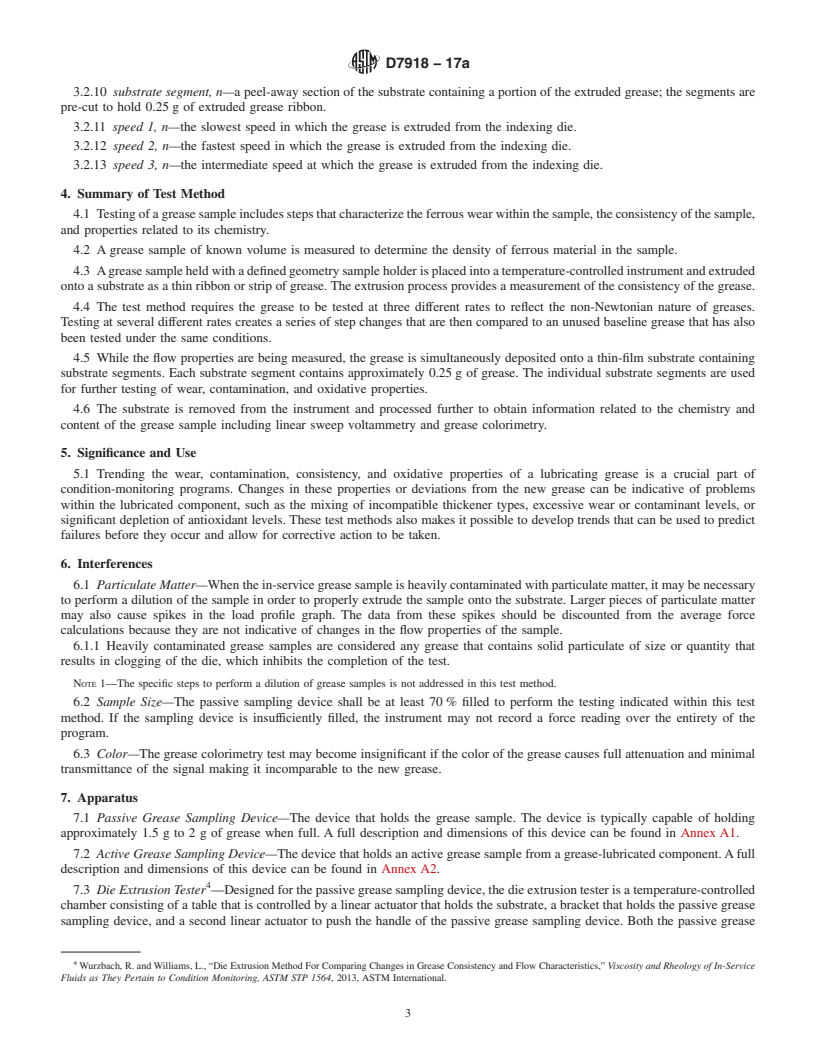 REDLINE ASTM D7918-17a - Standard Test Method for Measurement of Flow Properties and Evaluation of Wear, Contaminants,  and Oxidative Properties of Lubricating Grease by Die Extrusion Method  and Preparation