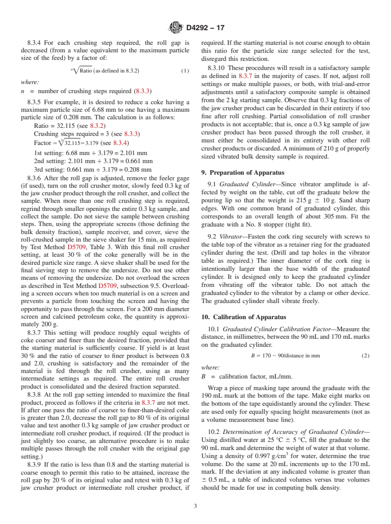 ASTM D4292-17 - Standard Test Method for  Determination of Vibrated Bulk Density of Calcined Petroleum   Coke