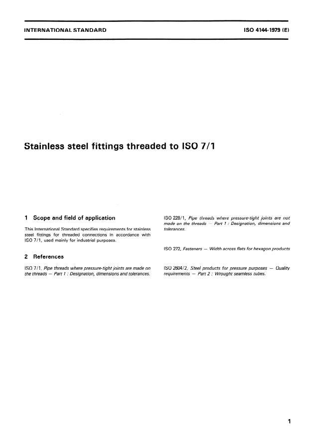 ISO 4144:1979 - Stainless steel fittings threaded to with ISO 7-1