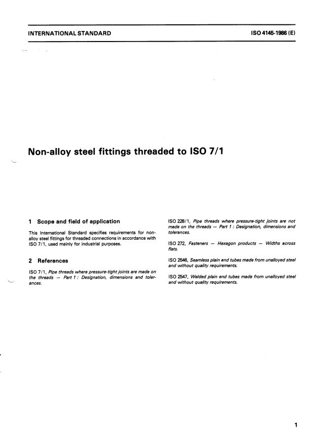 ISO 4145:1986 - Non-alloy steel fittings threaded to ISO 7-1
