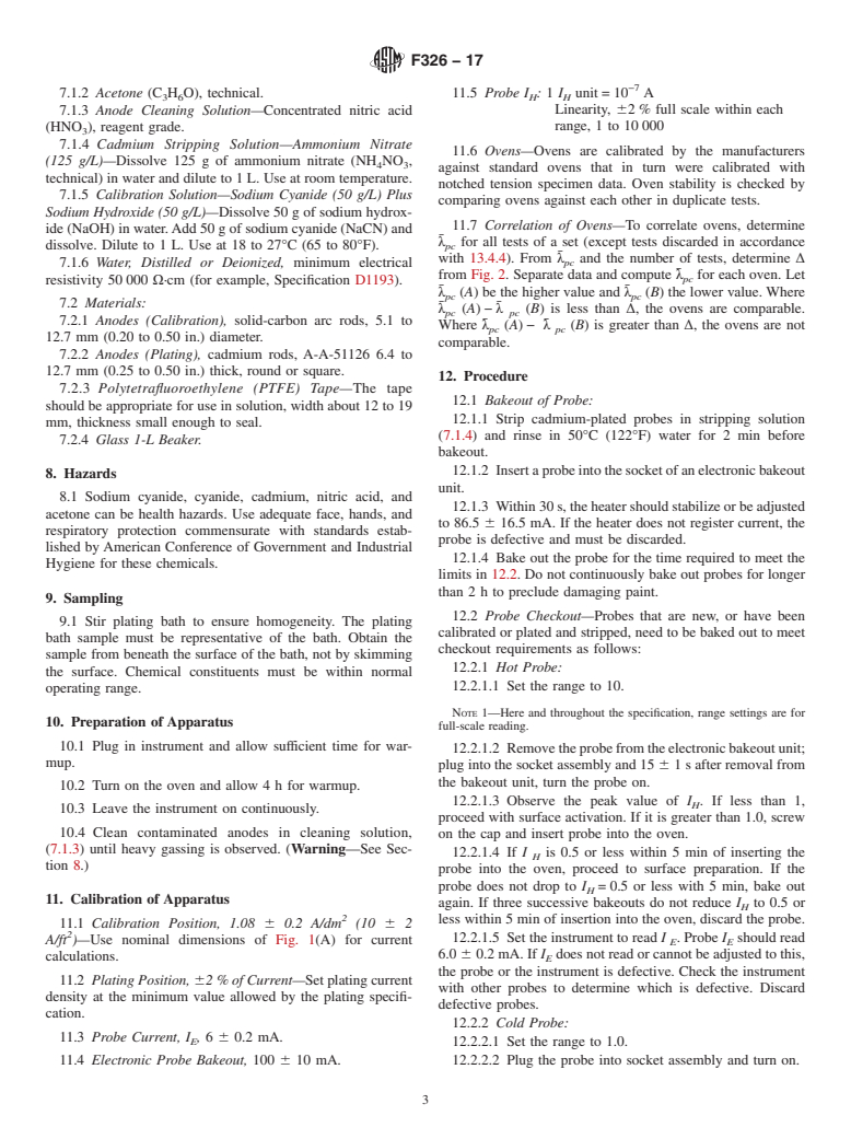 ASTM F326-17 - Standard Test Method for  Electronic Measurement for Hydrogen Embrittlement From Cadmium-Electroplating  Processes