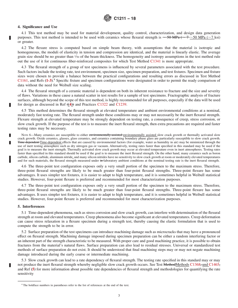 REDLINE ASTM C1211-18 - Standard Test Method for Flexural Strength of Advanced Ceramics at Elevated Temperatures