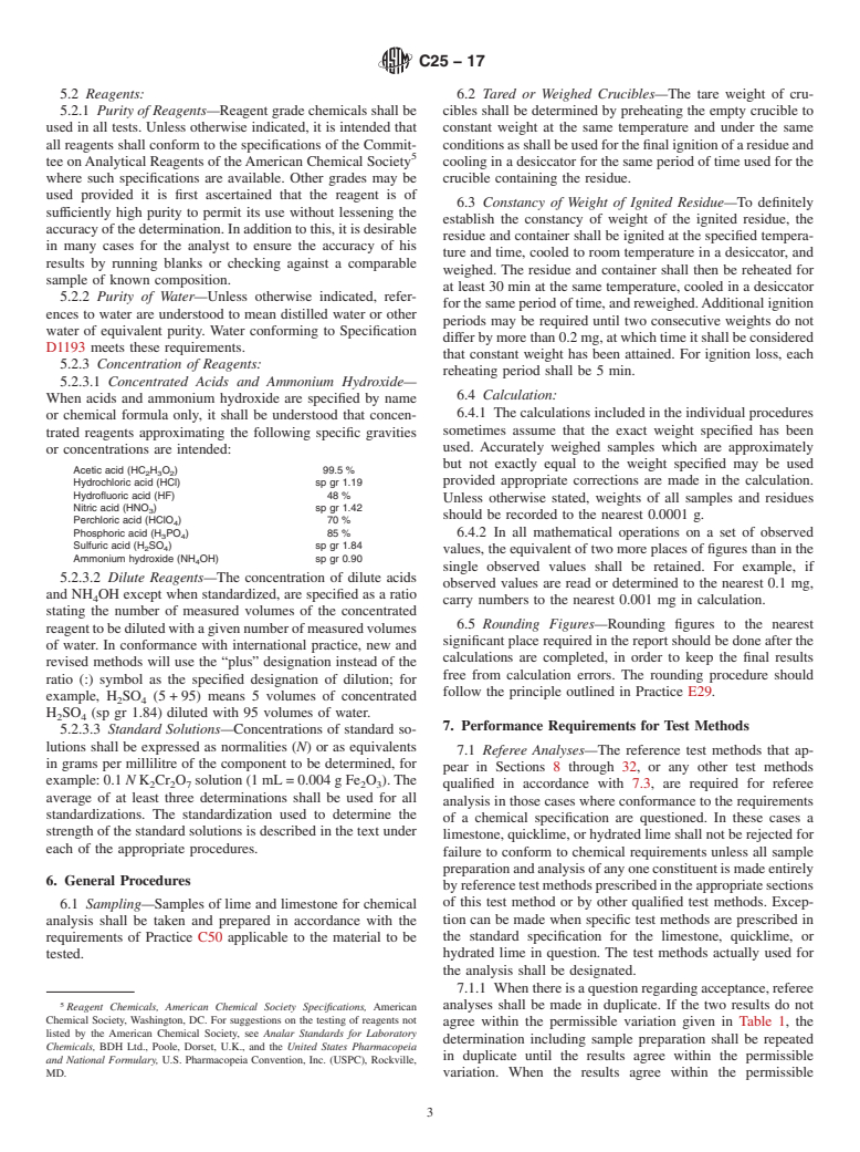 ASTM C25-17 - Standard Test Methods for  Chemical Analysis of Limestone, Quicklime, and Hydrated Lime