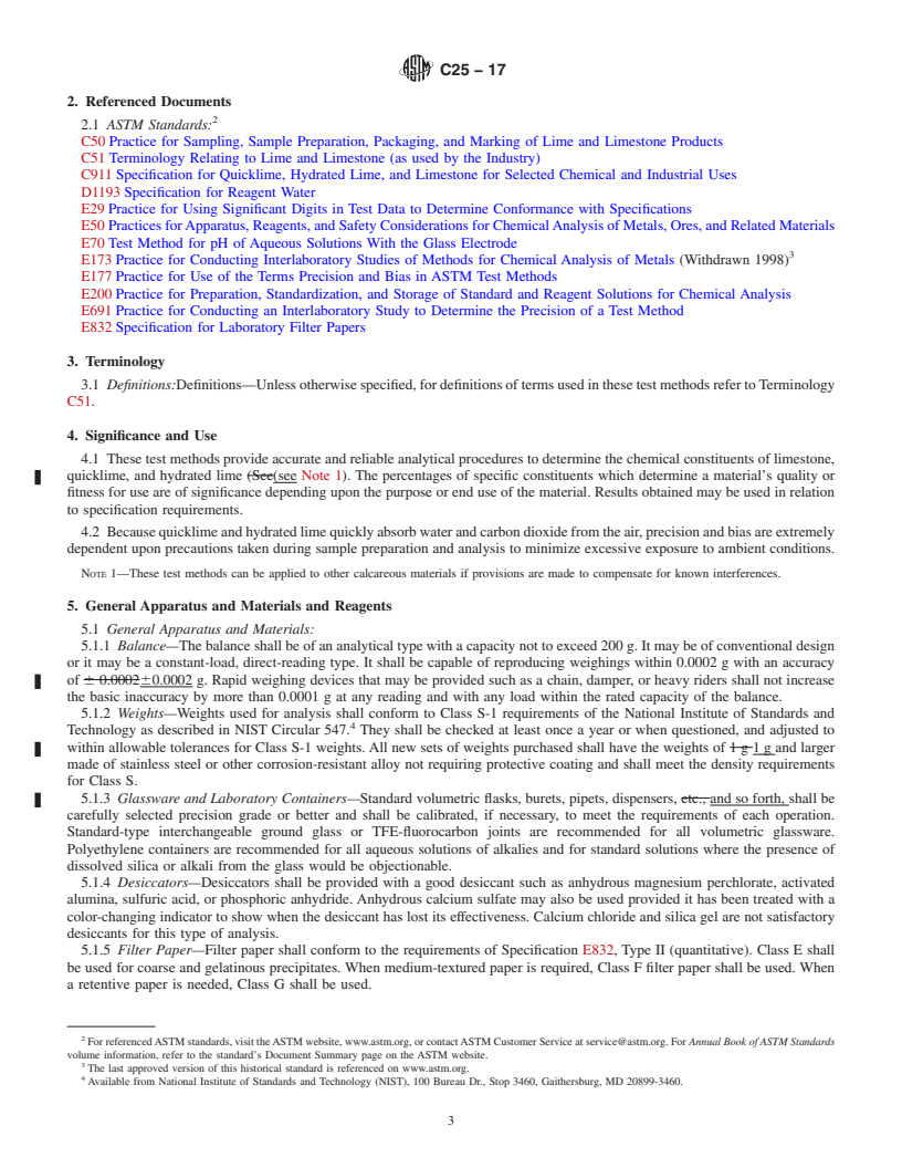 REDLINE ASTM C25-17 - Standard Test Methods for  Chemical Analysis of Limestone, Quicklime, and Hydrated Lime