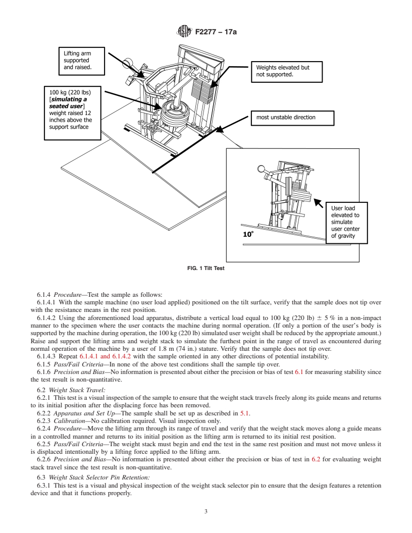 REDLINE ASTM F2277-17a - Standard Test Methods for Evaluating Design and Performance Characteristics of Selectorized  Strength Equipment