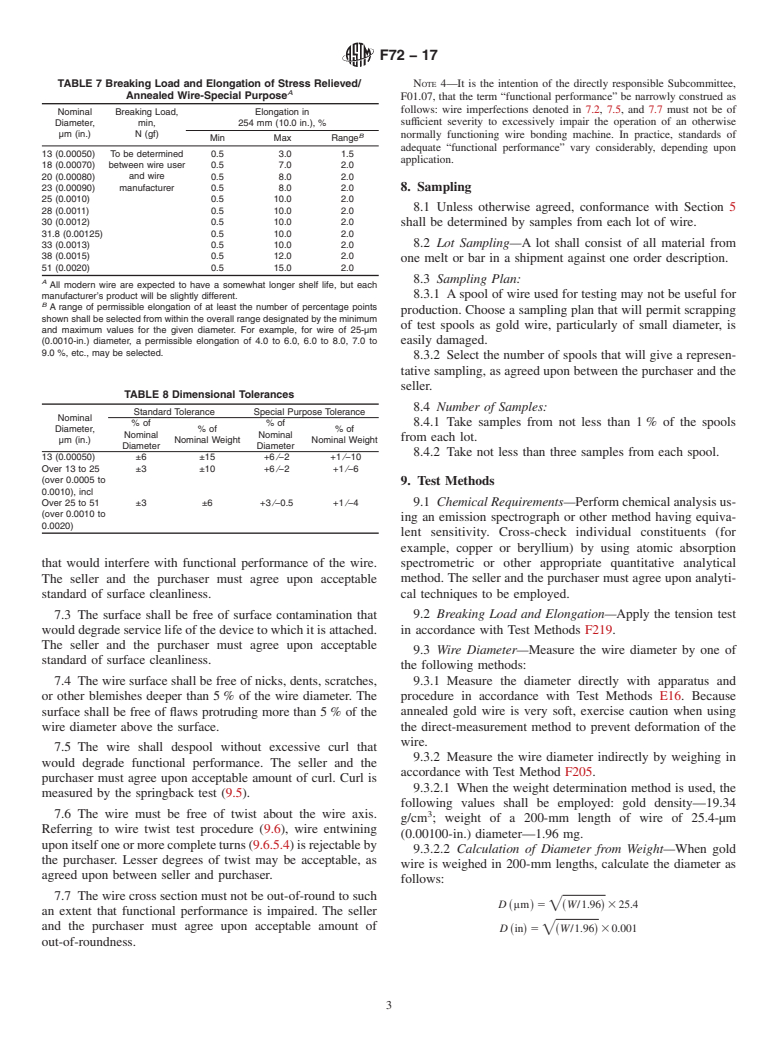 ASTM F72-17 - Standard Specification for Gold Wire for Semiconductor Lead Bonding