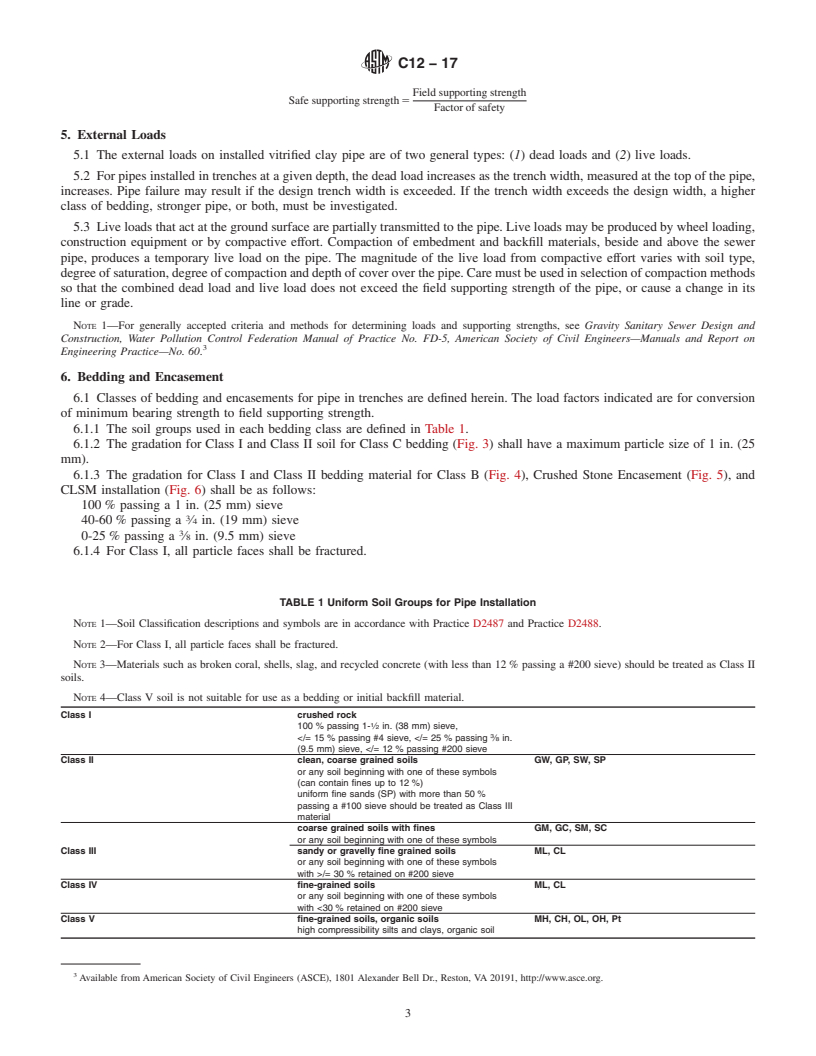 REDLINE ASTM C12-17 - Standard Practice for Installing Vitrified Clay Pipe Lines