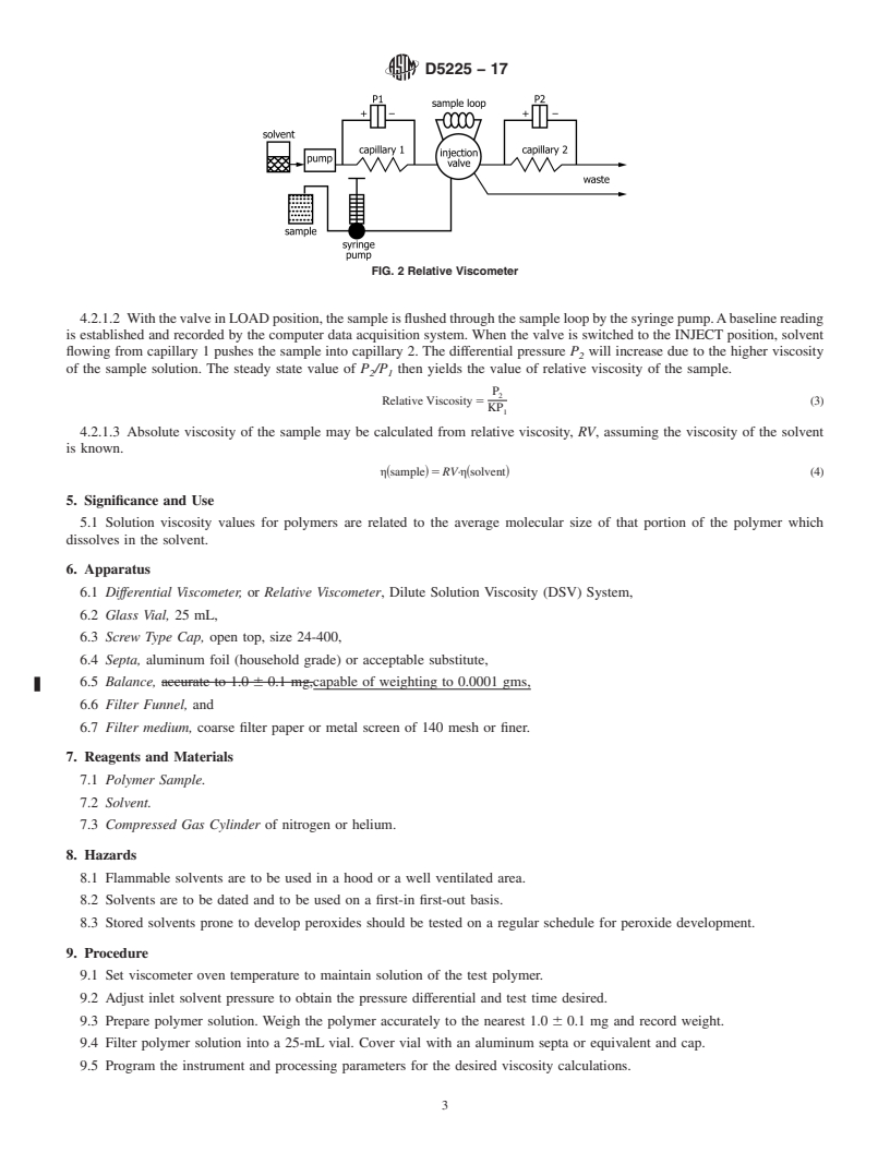 REDLINE ASTM D5225-17 - Standard Test Method for Measuring Solution Viscosity of Polymers with a Differential  Viscometer