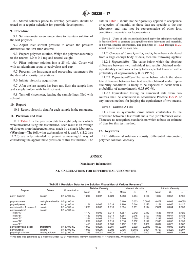 ASTM D5225-17 - Standard Test Method for Measuring Solution Viscosity of Polymers with a Differential  Viscometer