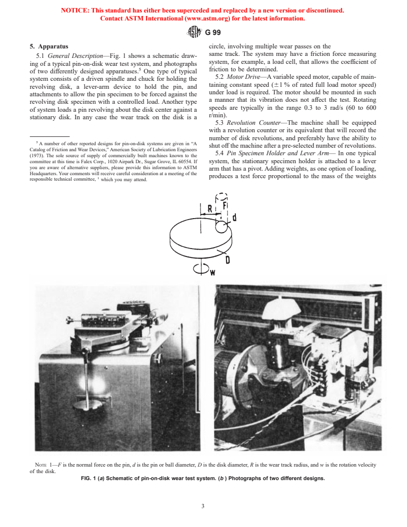 ASTM G99-95a(2000)e1 - Standard Test Method for Wear Testing with a Pin-on-Disk Apparatus