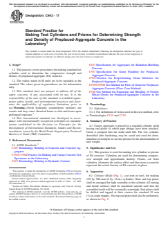ASTM C943-17 ASTM C943-17 - Standard Practice for Making Test Cylinders and Prisms for Determining Strength and Density of Preplaced-Aggregate Concrete in the Laboratory - Page 1 preview