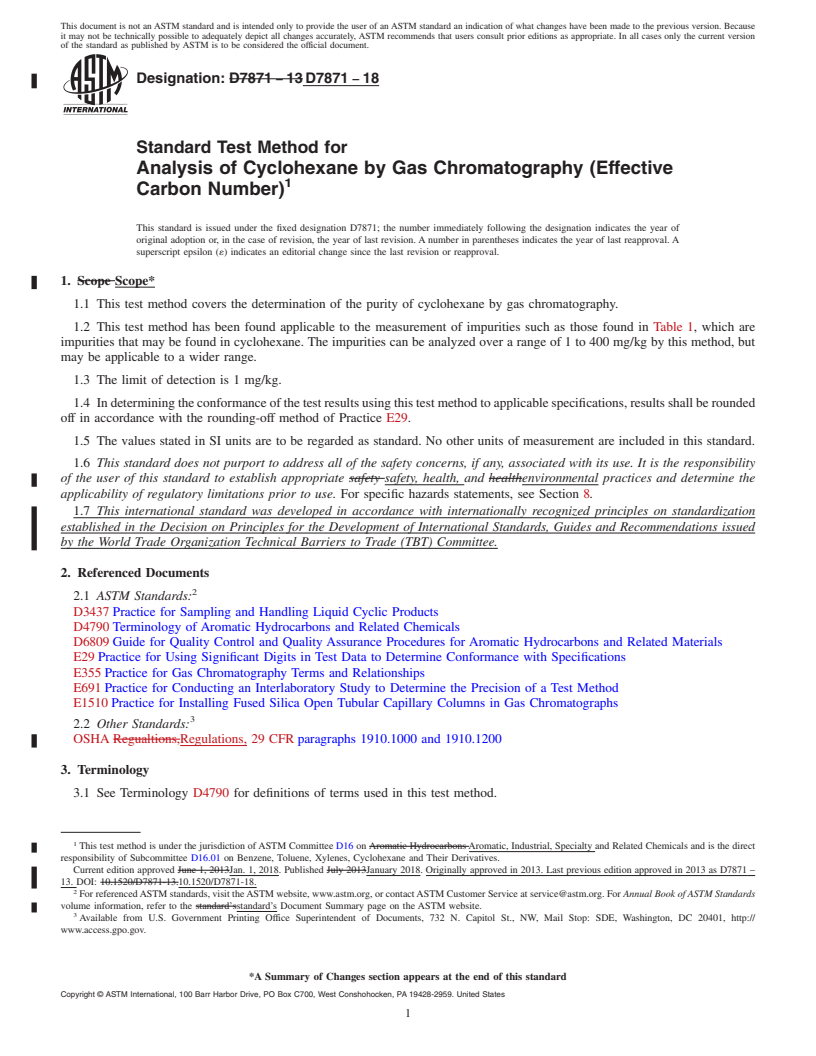 REDLINE ASTM D7871-18 - Standard Test Method for Analysis of Cyclohexane by Gas Chromatography (Effective Carbon  Number)