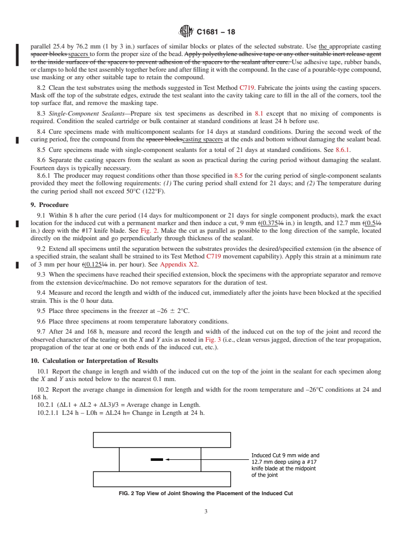 REDLINE ASTM C1681-18 - Standard Test Method for  Evaluating the Tear Resistance of a Sealant Under Constant  Strain