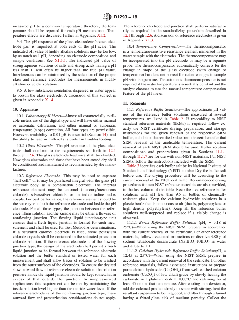 ASTM D1293-18 - Standard Test Methods for  pH of Water