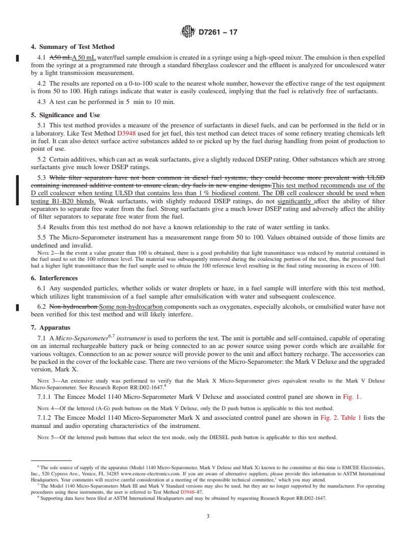 REDLINE ASTM D7261-17 - Standard Test Method for Determining Water Separation Characteristics of Diesel Fuels  by Portable Separometer