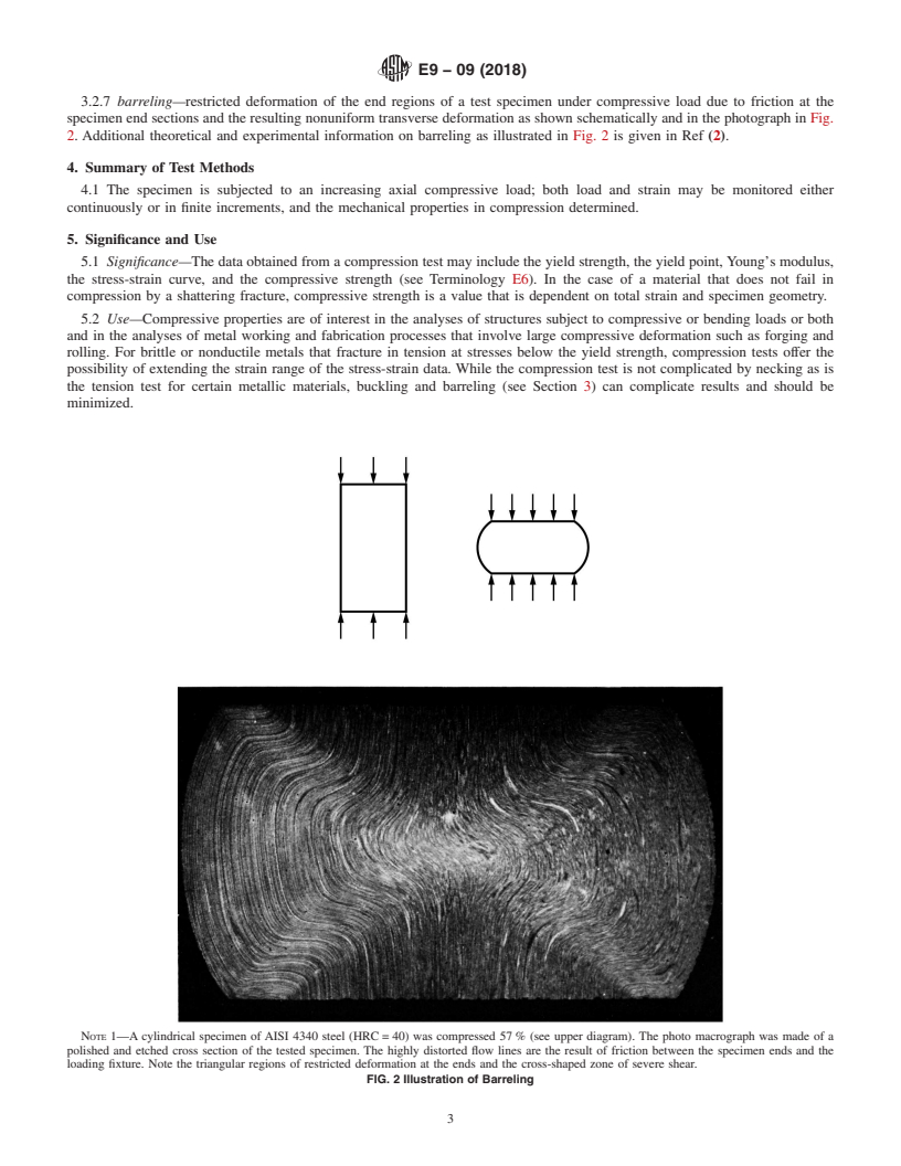 REDLINE ASTM E9-09(2018) - Standard Test Methods of Compression Testing of Metallic Materials at Room Temperature