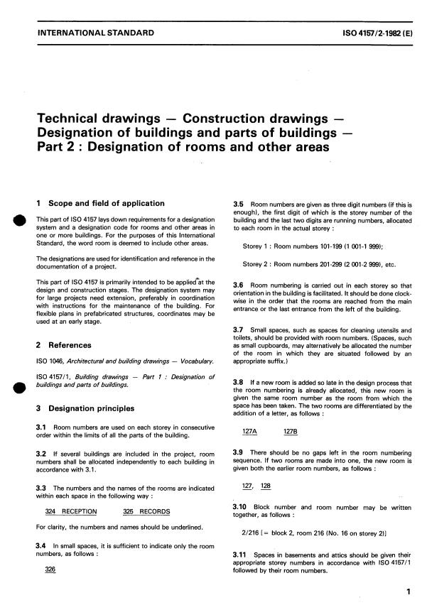 ISO 4157-2:1982 - Technical drawings -- Construction drawings -- Designation of buildings and parts of buildings